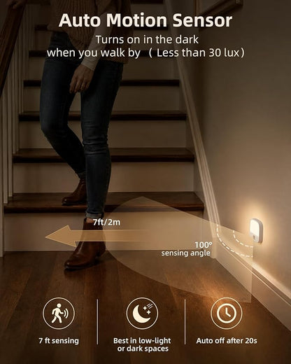 EZVALO Rechargeable Motion Sensor Night Lights, 4 Pack Magnetic Stick-On LED Lights, 3 Color Temperatures, 10%-100% Dimming & Memory, 1000mAh Light for Closet, Bedroom, Hallway, Stairs, Bathroom
