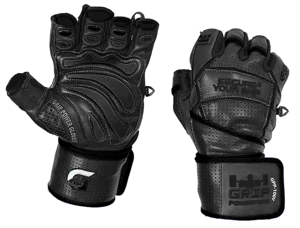 Elite Leather Gym Gloves with Built in 2" Wide Wrist Wraps Grip & Design for Weightlifting Power Lifting Bodybuilding & Strength Training Workout Exercises