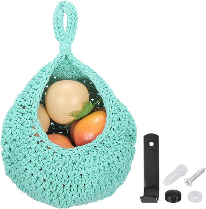 uxcell Hanging Fruit Baskets for Kitchen, Hand-Woven Wall Hanging Storage Jute