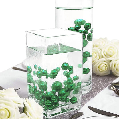 Chuxin 230 Pieces Floating Pearls for Vases Filler, 20/14/10mm Pearl Beads No Hole Faux Green Beads for St. Patrick's Day Vase Centerpieces Home Table Party Decor