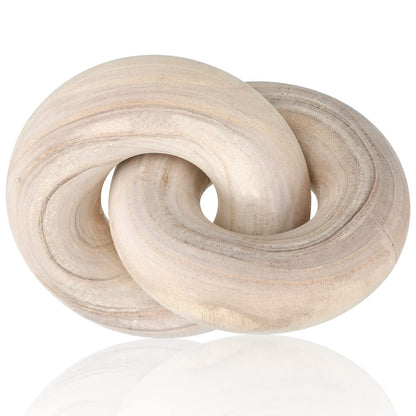 Yalikop 2 Link Wood Chain Link Decor Coffee Table Wooden Knot Decor Hand Carved Modern Farmhouse Ornament Boho Rustic Natural Chain Items for Home Living Room Bedroom Shelf Decorations(Wood)