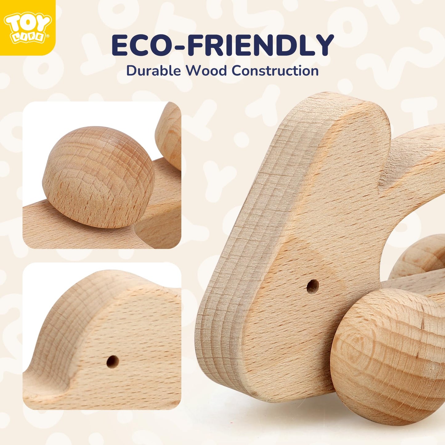 TOY Life Wooden Toys Cars, Montessori Baby Toys 6-12 Months, Wooden Baby Toys Rattle Cars for Toddlers 1-3, Baby Boy Nursery Decor, Montessori Toys for 1 Year Old Boy (Animal Set)