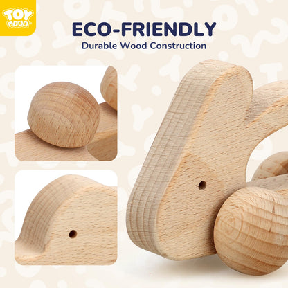 TOY Life Wooden Toys Cars, Montessori Baby Toys 6-12 Months, Wooden Baby Toys Rattle Cars for Toddlers 1-3, Baby Boy Nursery Decor, Montessori Toys for 1 Year Old Boy (Animal Set)