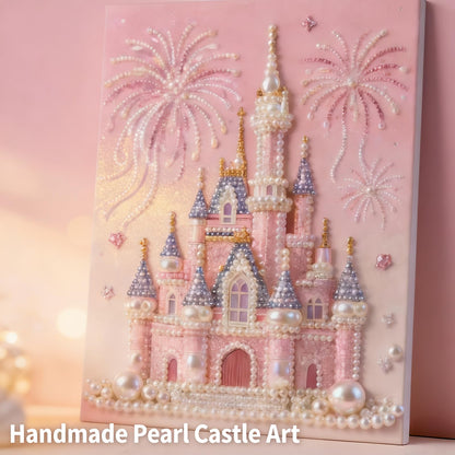 Jendfert DIY 3D Pearl Painting Kit, Castle Design with Fireworks, Plastic Pearl Art Craft for Adults and Beginners, Home Wall Decor - No Framework