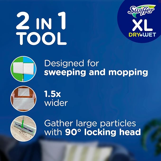 Swiffer Sweep + Mop XL, Broom & Mop Alternative, Floor Cleaner