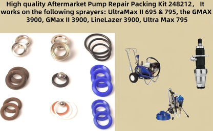 248212 Pump Repair Packing Kit for Graco Ultra Max II 695 795, LineLazer 3900, GMAX II 3900 | OEM Replacement Seal Kit | Airless Paint Sprayer Accessories