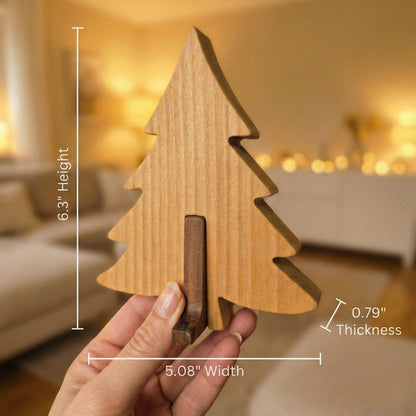 Simdale Wood Personalized Wooden Forest Trees - Walnut & Linden Two-Tone Figurines - Oak, Pine & Cypress Shapes - Rustic Nature Table Decor & Shelf Sitter (Pine Tree)