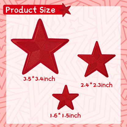 RF-patch 24PCS Star Patches Iron on, Red Star Iron on Patches for Clothes, Dress, Hat, Socks, Jeans, Machine Washable