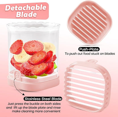 Creative Strawberry & Fruit Slicer - Detachable Cutter with Push Plate (Black + Pink)