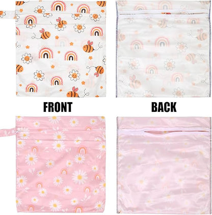 2pcs Travel Waterproof Laundry Bag, Cloth Diaper Wet Dry Bags