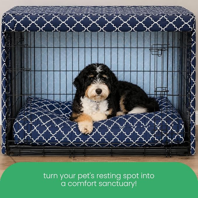 Molly Mutt Romeo & Juliet Dog Crate Cover, 100% Cotton Canvas Cover with 2 Roll-Up Panels, Ideal for Dog or Cat Crate, Durable, Washable, and Free of Harmful Chemicals, 24" x 18" x 21"