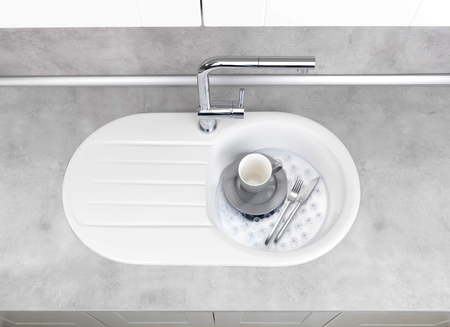 Wenko Sink mat Kristall Transparent-Extra Strong, Round, 31 x 31 x 1 cm