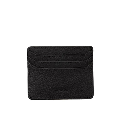 grande 3633 Genuine Leather Card Holder For Women and Men Super Slim Minimalist Small Snap Wallet (Black)