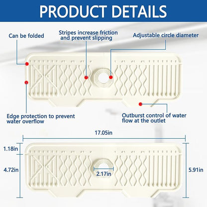 Silicone Sink Mat Splash Guard-17" x 6'' Sink Splash Guard, Kitchen Sink