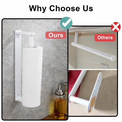 MONEER Kitchen Roll Holder Under Cabinet, Paper Towel Holder, Aluminum Alloy Kitchen Towel Holders, Self Adhesive Kitchen Roll Holder for Kitchen, Bathroom, Living Room (White)
