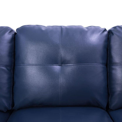 UOCFYK L-Shaped 3-Piece Semi PU Synthetic Leather Sofa with Storage Ottoman Set, Sectional Couch Sofa Set for Living Room, Office, Small Space, Blue
