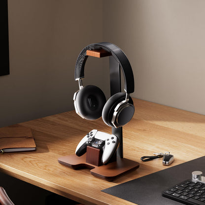CUIWHRL Controller Stand Wood Headphone Stand for Desk Gaming Desk Accessories Controller Holder for Gaming Equipment Headset Holder Gift for Father,Son,Husband,Boyfriend