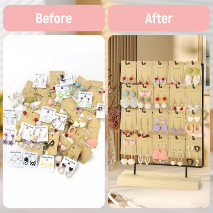 RUINENGDA Earring Display Stands for Selling 4 Tier 20 Hooks Jewelry Display Wooden Base Earring Holder Organizer Display Stand for Earings Necklaces Rings Bracelets Keychains (Black)