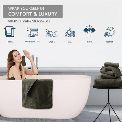 8 Piece Bathroom Towel Set Brown |2 Oversized Large Bath Towels Sheet, 2 Hand