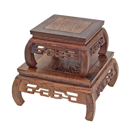 GOLDY&WENDY Chinese Style Wooden Base Rosewood Carved Flower Bonsai Display Stand Art Antique Furniture Decoration