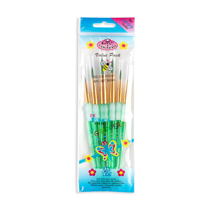 Royal Brush Big Kids Choice Deluxe Round Synthetic Paint Brush Set, Assorted Size, Green, Set of 6