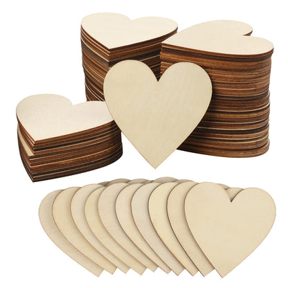 Wood Heart Cutouts, 200 PCS 3.15 Inch Unfinished Wooden Hearts for Guest Book for DIY Crafts, Wedding Decor, and Valentine's Day Ornaments