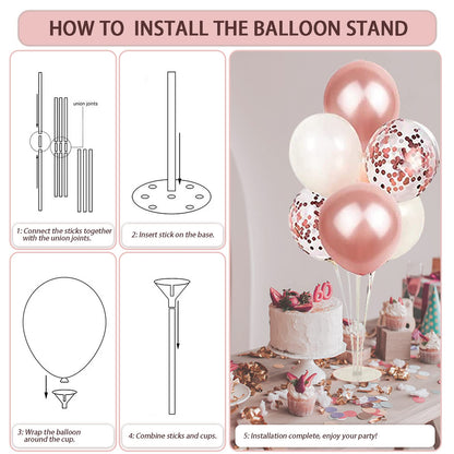 UJoyant Birthday Decorations For Women, 229 Pcs Rose Gold and Black Happy Birthday Supplies - Disposable Dinnerware Set with 25 Guest, Balloons, Sash, Tiara, Banner, Fringe Curtain, Photo Booth Props