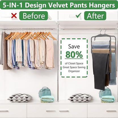 Closet Organizers and Storage, Pants Hangers Space Saving, Velvet Hanger