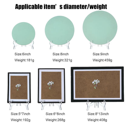 HESTYA 6 Pack 7 Inch Clear Acrylic Easel Stand Display Stand Plate Holder for Display Photo Picture Frame Book