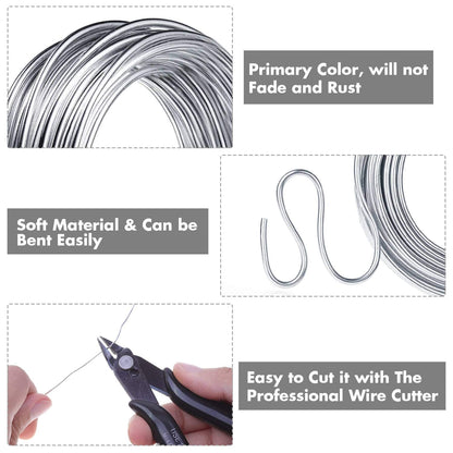 Aluminum Wire, Anezus 18 Gauge 328 FT Metal Wire Bendable Sculpting Aluminum Line 1mm for Crafts Jewelry Making Beading Floral (Silver)