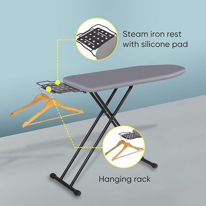 Deluxe Ironing Board with Heat Resistant Cover and Thicken Felt Pad, Heavy