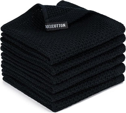 BOOMIBOO 6-Pack Kitchen Dish Cloths, 100% Cotton Waffle Weave, Ultra Soft