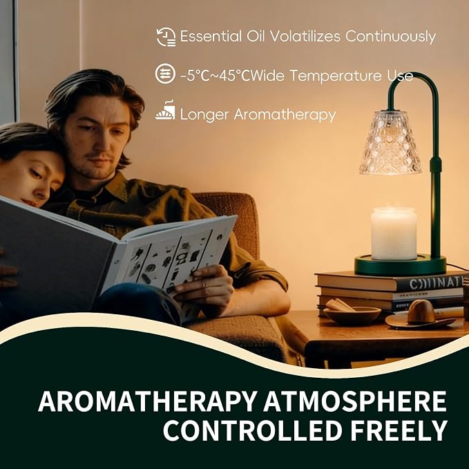 Candle Warmer Lamp Green with Timer Dimmable, Birthday Gifts for Women Mom, House Warming Gifts New Home Decor, Wax Melt Warmer for Jar Candles with 2 Bulbs, Dark Green