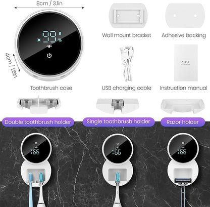 Wall Mounted Toothbrush Holder & Toothbrush Cleaner, Electric Toothbrush Holder