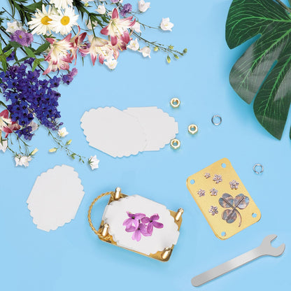 loghohu Micro Flower Press, Mini Flower Press with 20 Reusable Specimen Papers and Wrench Metal DIY Plant Presses Preservation Kit for Arts and Crafts Lovers