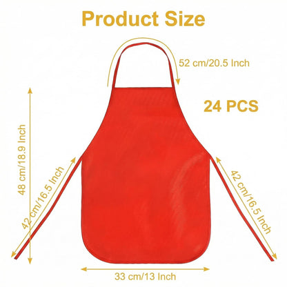 RAIHOMKIT 24 Pieces Apron, 13 x 18.9 inch Red Art Smock, Paint Aprons Smocks, Neck Hanging Painting Aprons for Party Kitchen Art Crafts Painting Activity