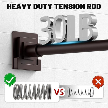 UIOSANRT Brown Shower Curtain Rod 31-55 inches, Stainless Steel Shower Rod & Tension Rod, Adjustable Tension Shower Rod for Bathroom, Windows, Closet
