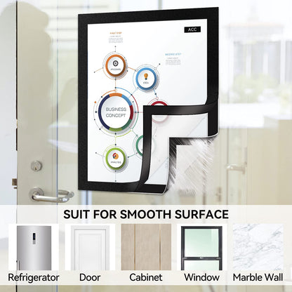 RÉΑLWÁY 10 Pack Magnetic Sign Holder 8.5 x 11 Magnetic Picture Frame, Magnetic Frame Self-adhesive Wall Sign Holder for Door/Fridge/Whiteboard/Window Sign Holder, Double-sided Display