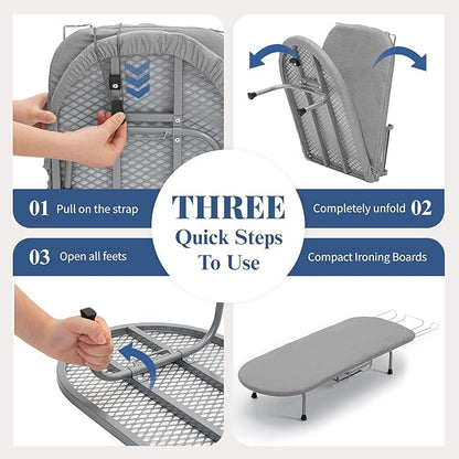 Small Ironing Board with Iron Holder, RAINHOL Countertop Mini Ironing Board