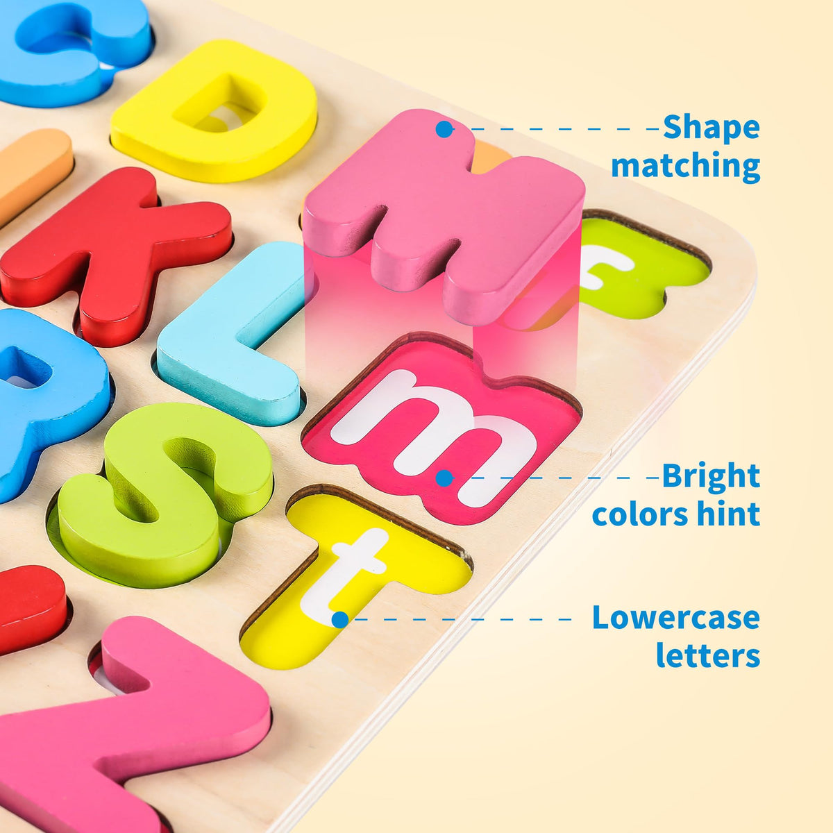 Aile Toddler Wooden Preschool Learning Alphabet Peg Puzzle Board Toys