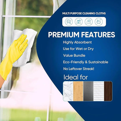 AIDEA Microfiber Cleaning Cloth White-100PK, Absorbent Cleaning Rags,