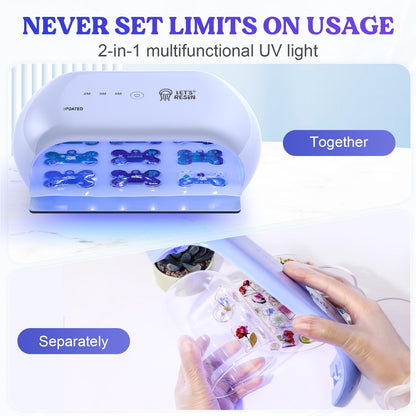 LET'S RESIN UV Light,Two-Sided Longer time Setting(2m,3m,5m) Resin Light with 36 LED Beads, Large Size UV Lamp for Resin Curing, Molds,DIY Craft Decor(Own Design Patent)