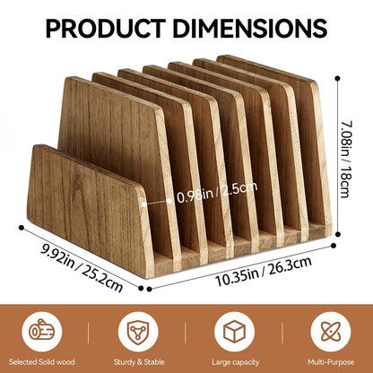 KIRIGEN Wooden Desk Mail Organizer, 7-Slot File Holder and Letter Sorter Wood Document Hlder for Mail, Folders, Bills, Papers, Home Office, Classroom, Countertop, No Assembly Brown 7KWJJ-DBR