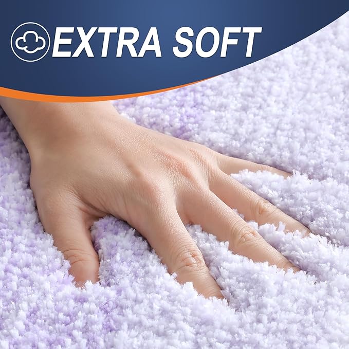 OLANLY Bathroom Runner Rugs Mat 47x17, Extra Soft Absorbent Microfiber Bath Rug, Rubber Backing, Quick Dry, Washable Long Bath Mats for Bathroom, Tub and Shower, Home Decor Accessories, Light Purple