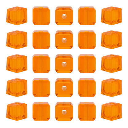 Mandala Crafts Orange 6mm Cube Crystal Beads for Crafts – 300 Loose Faceted Glass Beads for Jewelry Making Spacers, Adult Bracelets, Necklaces, Earrings & Suncatchers