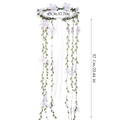 KorViSHOW Fairy Pink Flower Headpiece, Artificial Boho Daisy Floral Headband, Forest Woodland Vine Flower Crown for Women Bridal Wedding Renaissance Party Cosplay Costume Hair Accessories