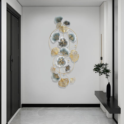 QXSXKJ 3D Metal Wall Art Decor Gold, 59" Large 3d Wall Decor, Modern Ginkgo Leaf Wall Decoration, Adornos Pare Sala Modernos, Hanging Sculptures For Living Room Dining Room Bedroom