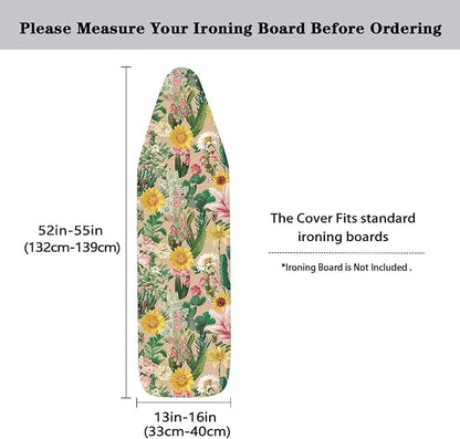 Cactus Ironing Board Cover, Heat Reflective and Stain Resistant 15x54 Thick