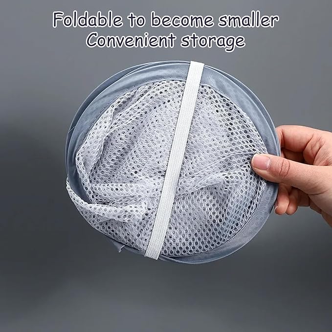 2pcs mesh foldable laundry basket, dirty clothes storage bag basket frame bucket