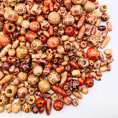 700Pcs European Loose Beads Painted Assorted African Beads Macrame Supplies Craft Jewelry Wood Beads for Jewelry Making DIY Bracelet Necklace Hair Crafts